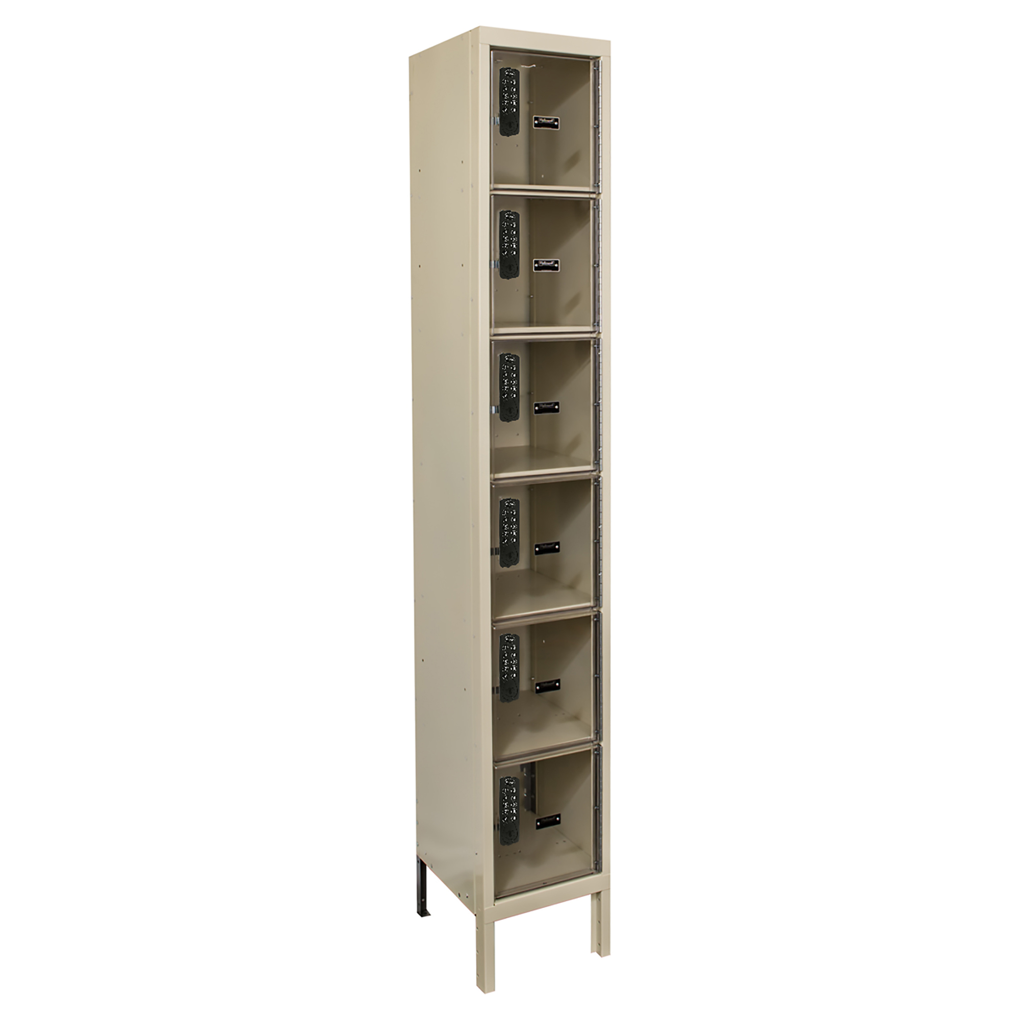 Hallowell, DigiTech Six Tier Safety-View Plus Locker, Height 78 in, Width 12 in, Color Tan, Model# UESVP1258-6A-PT